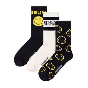 Nirvana Mens Logo Calf-Length Socks (Pack of 3) / Multicolored